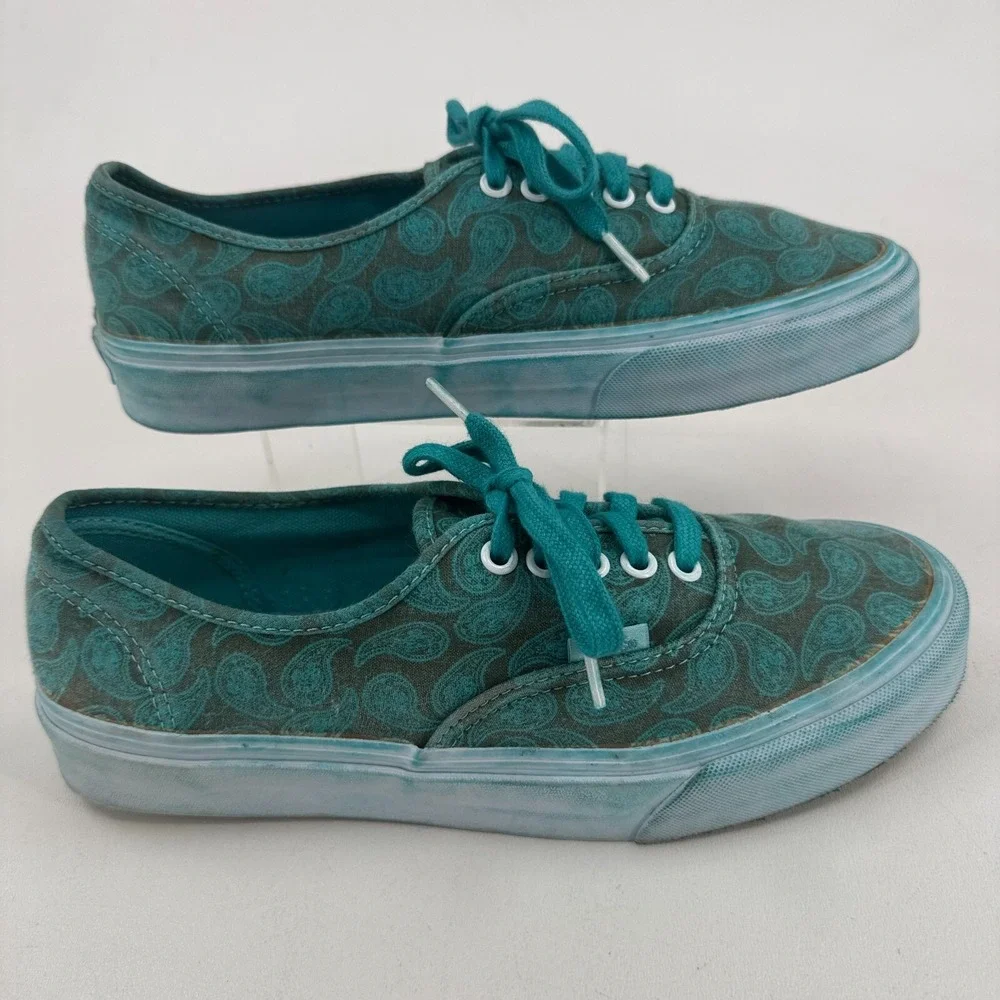 Vans Off the Wall Sneakers UNISEX Green Paisley Lace Up Shoes SIZE M8 W9.5